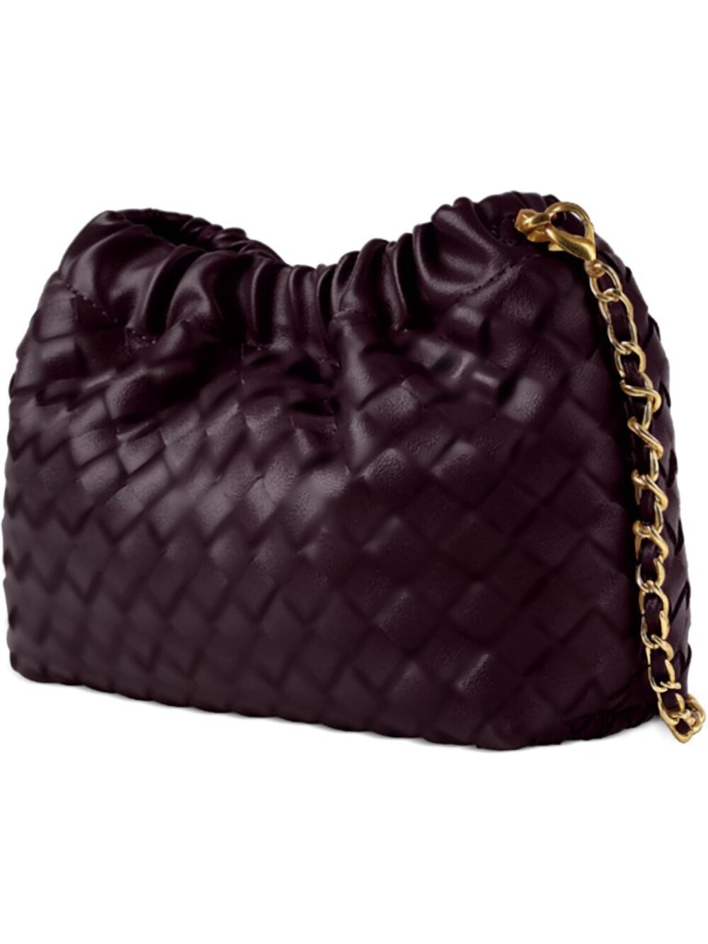 👜 Women's Dark Purple Faux Leather Crossbody Bag Trendy Dumpling Evening Purse